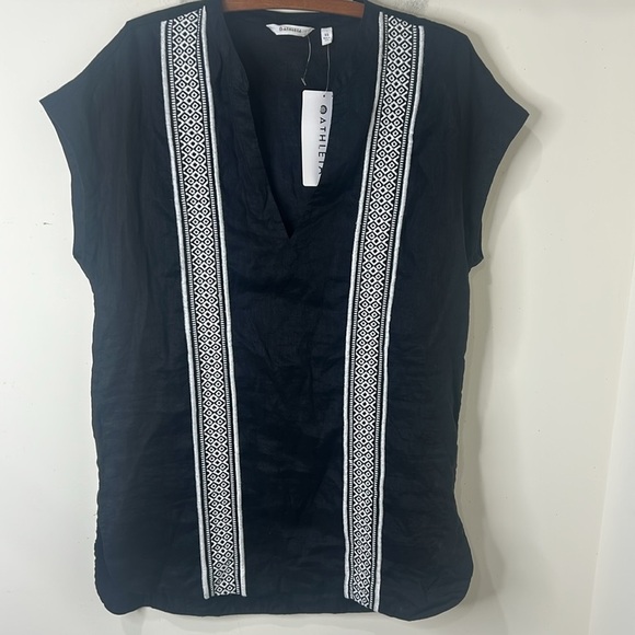 NWT ATHLETA Column Embroidery Luxe Kaftan Linen Beach Pool Size XS - Picture 2 of 15